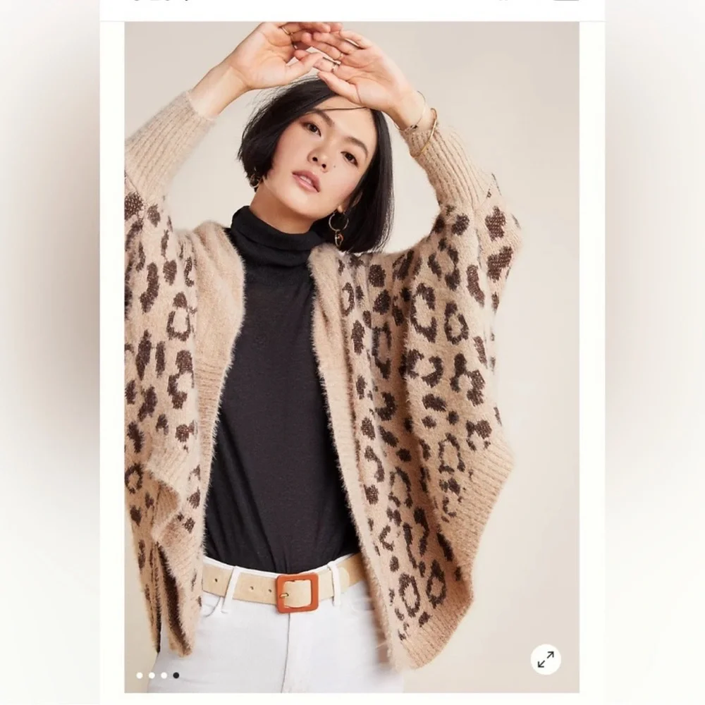 Anthropologie Leopard Print cardigan by Akemi & Kin, open front, style “Louise” - Picture 4 of 6